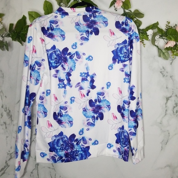 White Floral Bomber Jacket - Picture 6 of 7